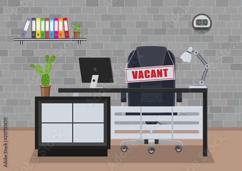 Vector illustration. Vacant office work place.
