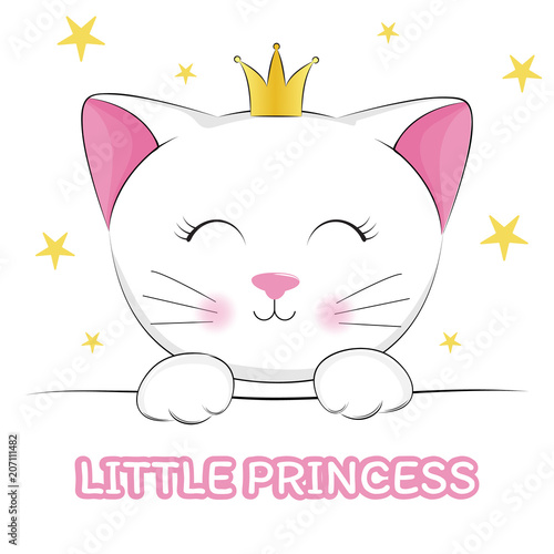 Kitty with crown and inscription Little princess.