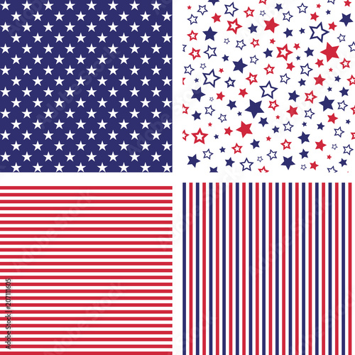 Vector set of US style seamless patterns