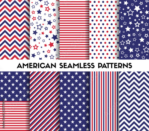 Big set of american style vector seamless patterns