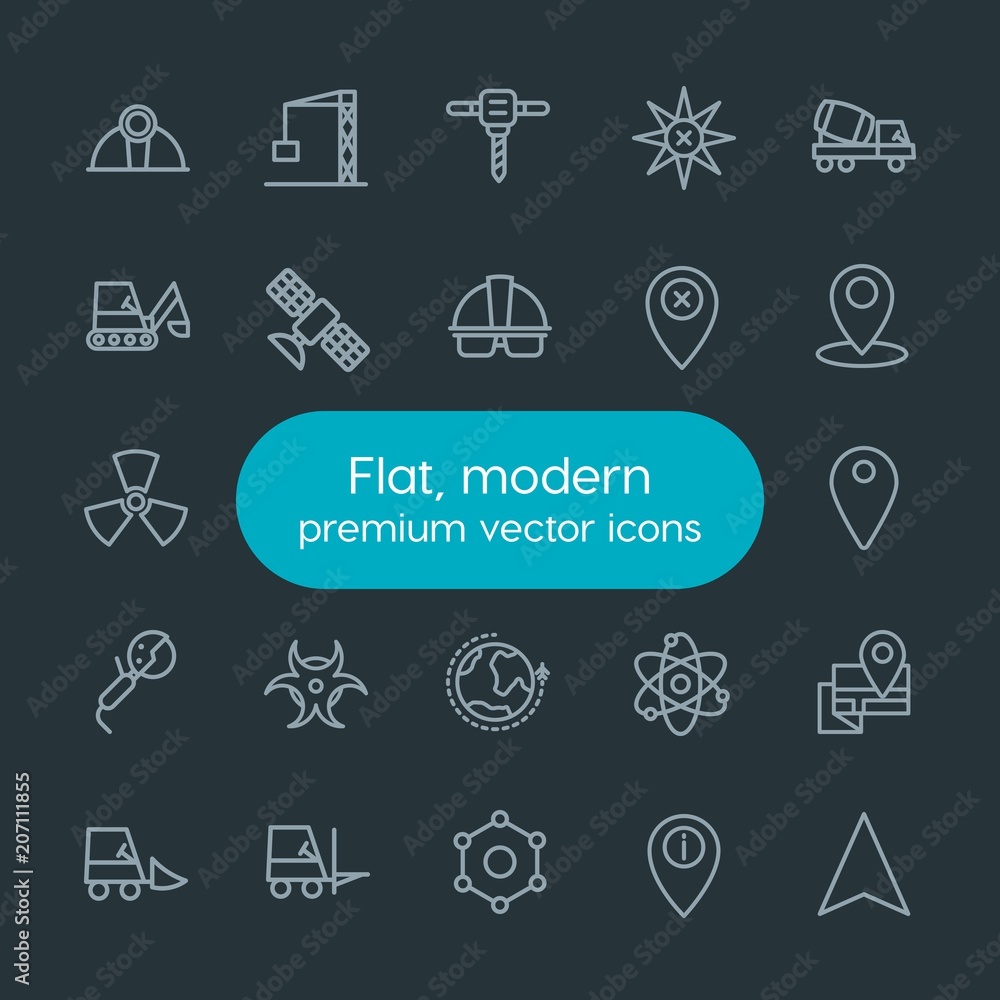 Modern Simple Set of industry, science, location Vector outline Icons. Contains such Icons as repair, road, web, satellite, map, arrow and more on dark background. Fully Editable. Pixel Perfect. Modern Simple Set of industry, science, location Vector outline Icons. Contains such Icons as repair, road, web, satellite, map, arrow and more on dark background. Fully Editable. Pixel Perfect.