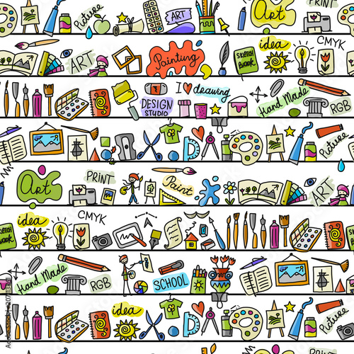 School of drawing, seamless pattern for your design