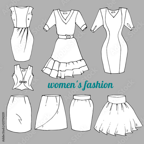 Woman s fashion scetch clothes
