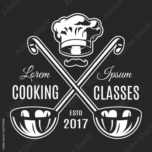 Vintage cooking classes monochrome logotype