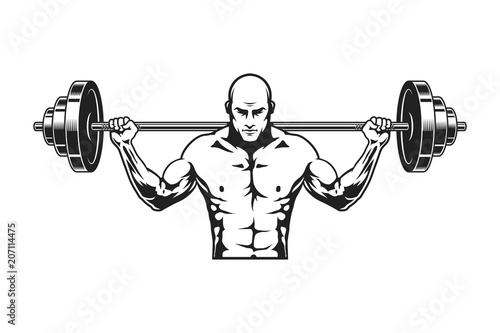 Monochrome strong man icon template