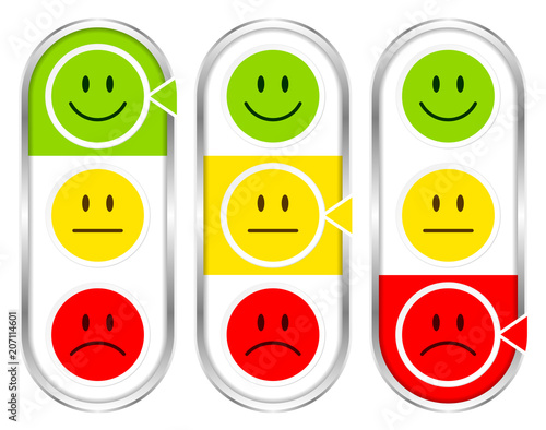 3 Mood Faces Color Silver Frame Arrow Vertical Color