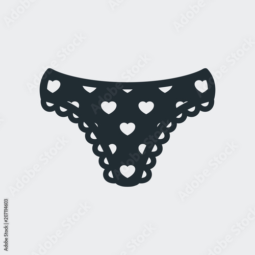 Icono plano bragas de chica con corazones en fondo gris