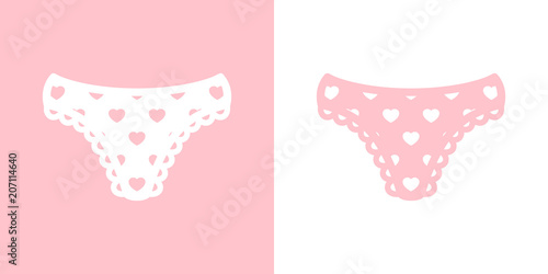 Icono plano bragas de chica con corazones en rosa y blanco