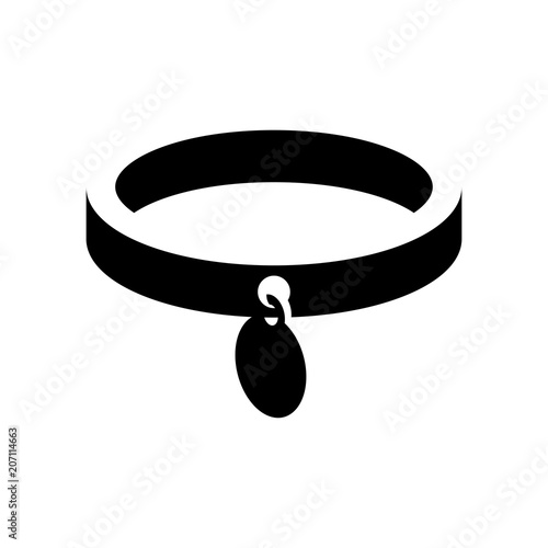 Icono plano collar de mascota en espacio negativo en color negro