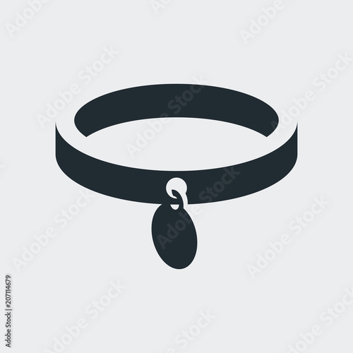 Icono plano collar de mascota en espacio negativo en fondo gris
