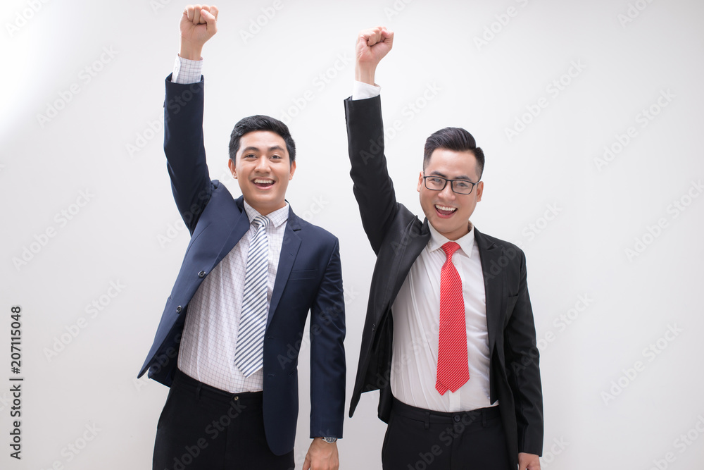Successful Asian business man hands up feeling happy or win with background, Start up, Smart working, Success people, Partner and Teamwork concept Successful Asian business man hands up feeling happy or win with background, Start up, Smart working, Success people, Partner and Teamwork concept