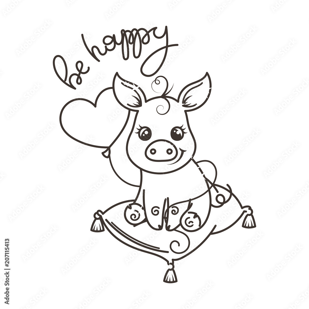 Cute cartoon baby pig in a cool rainbow glasses Cute cartoon baby pig in a cool rainbow glasses