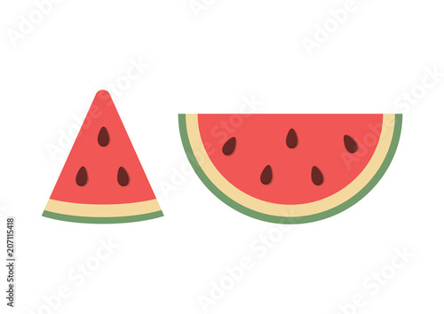 Fresh watermelon slice icon, flat design vector illustration.