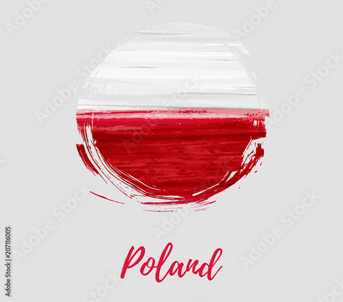 Fotografie Poland flag in grunge round shape