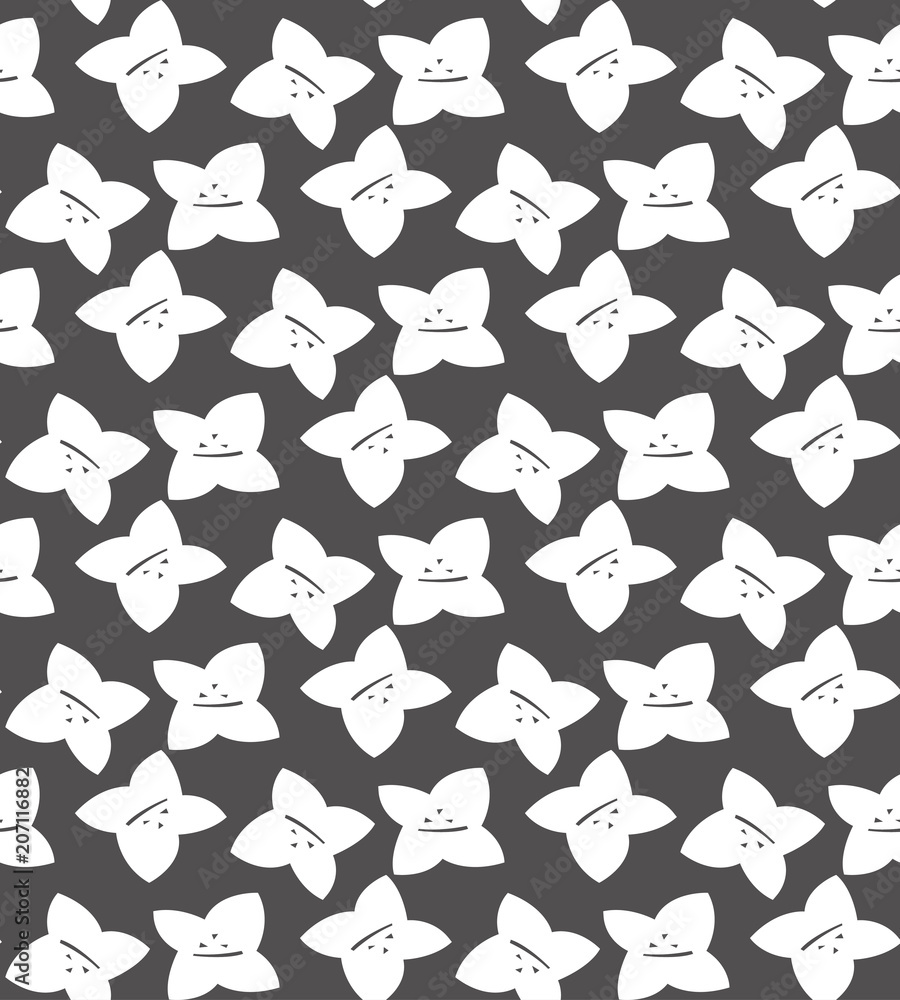 Vector seamless texture. Flat white flowers on a grey background. Vector seamless texture. Flat white flowers on a grey background.