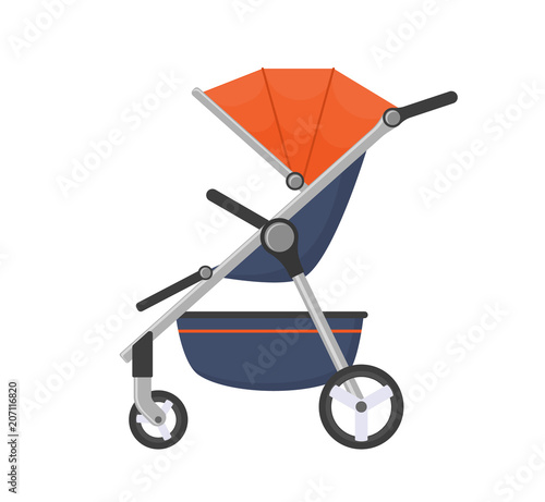 Vector stroller isolated on white background.