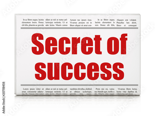 Business concept: newspaper headline Secret of Success on White background, 3D rendering