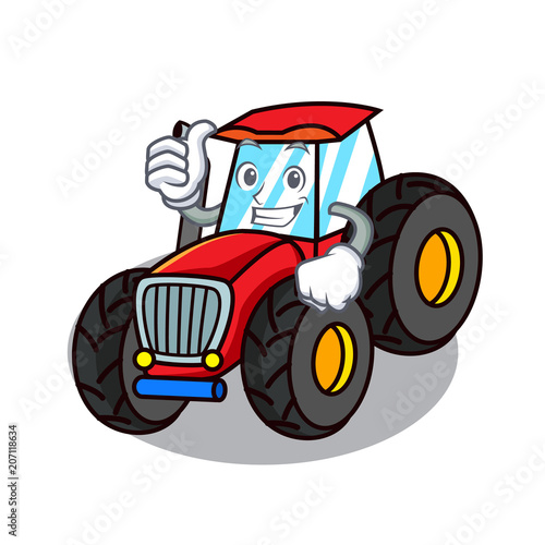 Thumbs up tractor character cartoon style photo