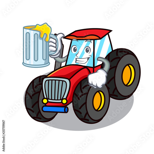 With juice tractor mascot cartoon style