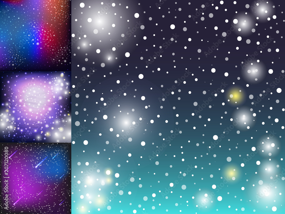 Obraz premium Starry outer galaxy cosmic space illustration universe background sky astronomy nebula cosmos night constellation vector realistic astrology.