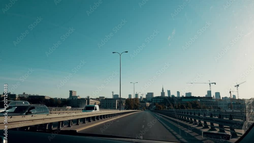 Vehicles Driving Across The Cable Stayed Bridge. warsaw, poland. Vehicles Driving Across The Cable Stayed Bridge. warsaw, poland.