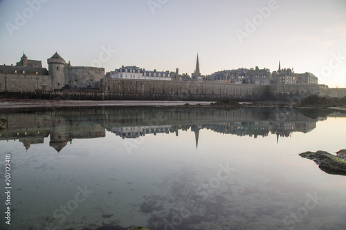 Saint Malo, Fort National and beach during Low Tide. Brittany, France, Europe.