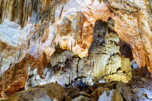 Amazing stalactites and stalagmites inside Tien Son Cave