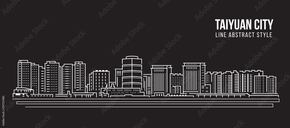 Cityscape Building Line art Vector Illustration design - Taiyuan city