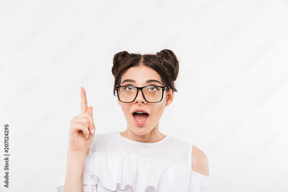 Portrait of an excited young girl in sunglasses Portrait of an excited young girl in sunglasses