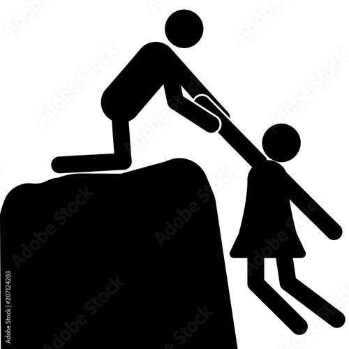A man pulls a woman off the cliff
