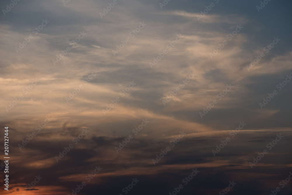 Dramatic clouds sunset background