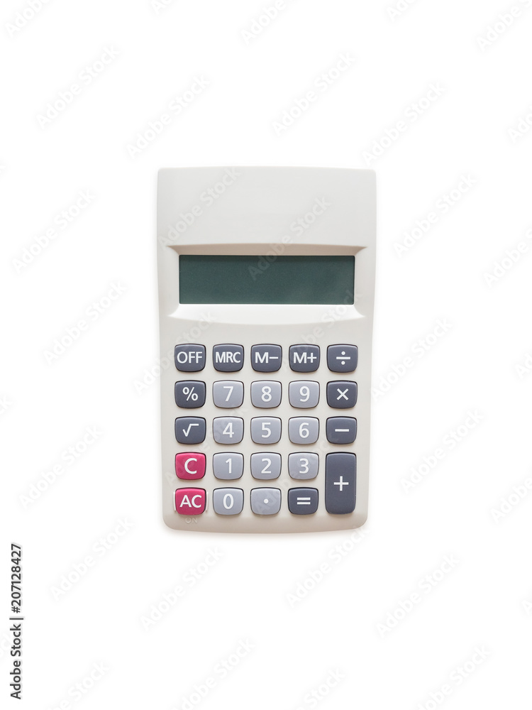 Top view of calculator isolated on a white background with clipping path. Top view of calculator isolated on a white background with clipping path.