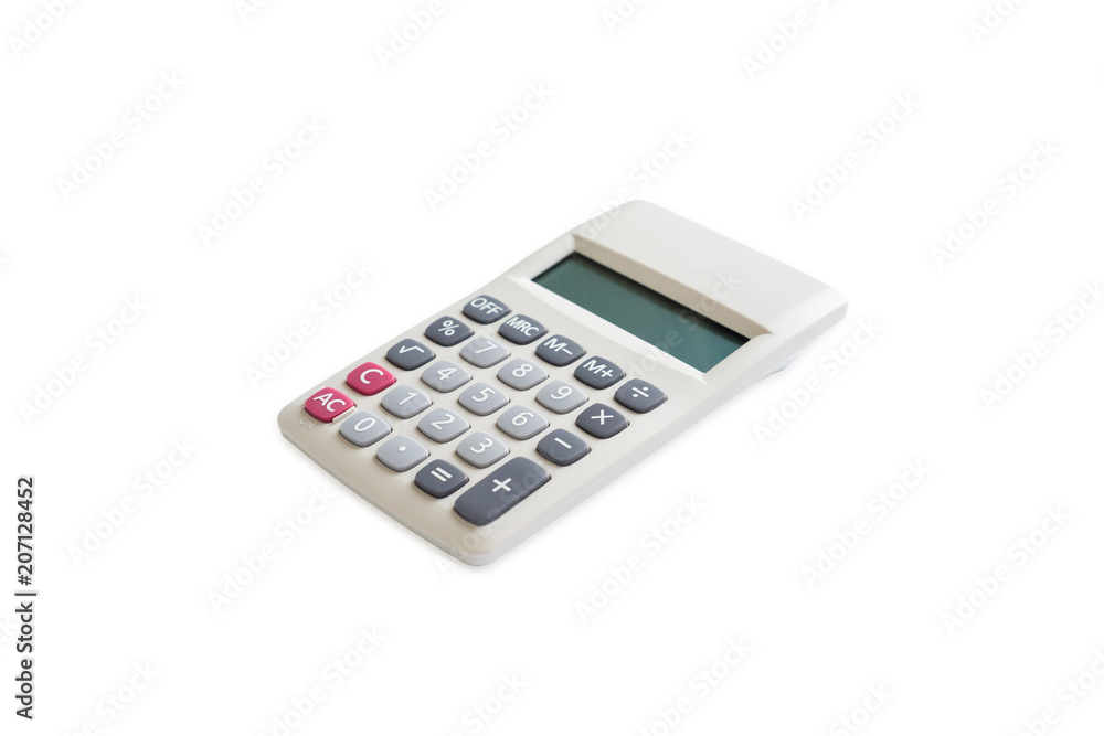 Top view of calculator isolated on a white background with clipping path. Top view of calculator isolated on a white background with clipping path.