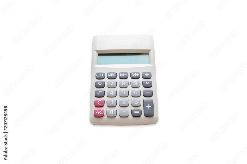 Top view of calculator isolated on a white background with clipping path. Top view of calculator isolated on a white background with clipping path.