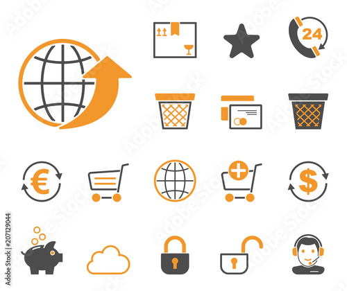 Onlineshop - Iconset (in Grau/ Orange)