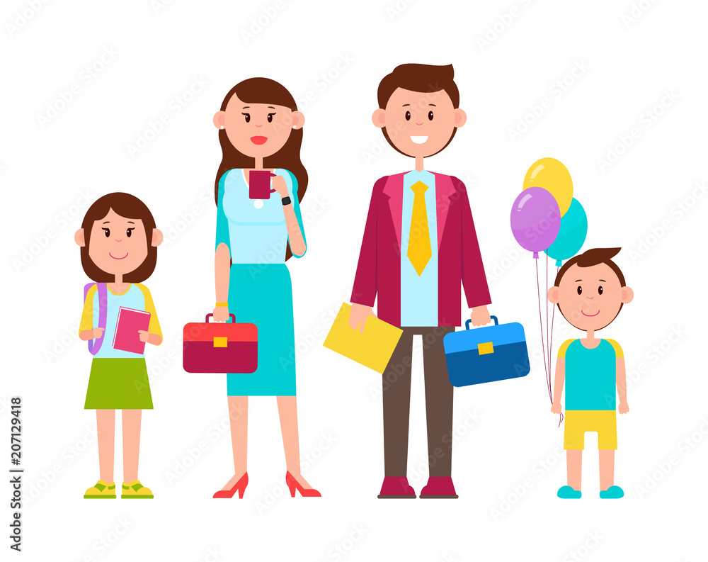 Family Poster with Happy Kids Vector Illustration Family Poster with Happy Kids Vector Illustration