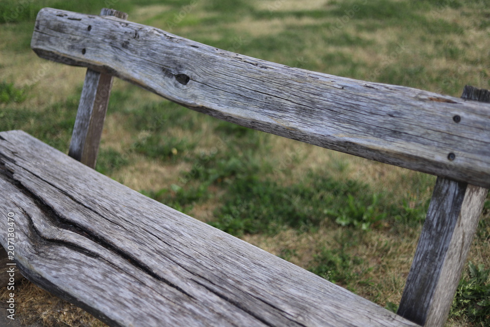 Very old wooden bench in the Park