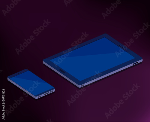 isometric tablet digital technology design