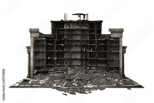 building ruins isolated on white