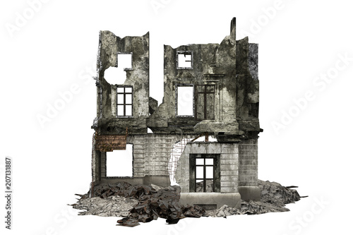 building ruins isolated on white