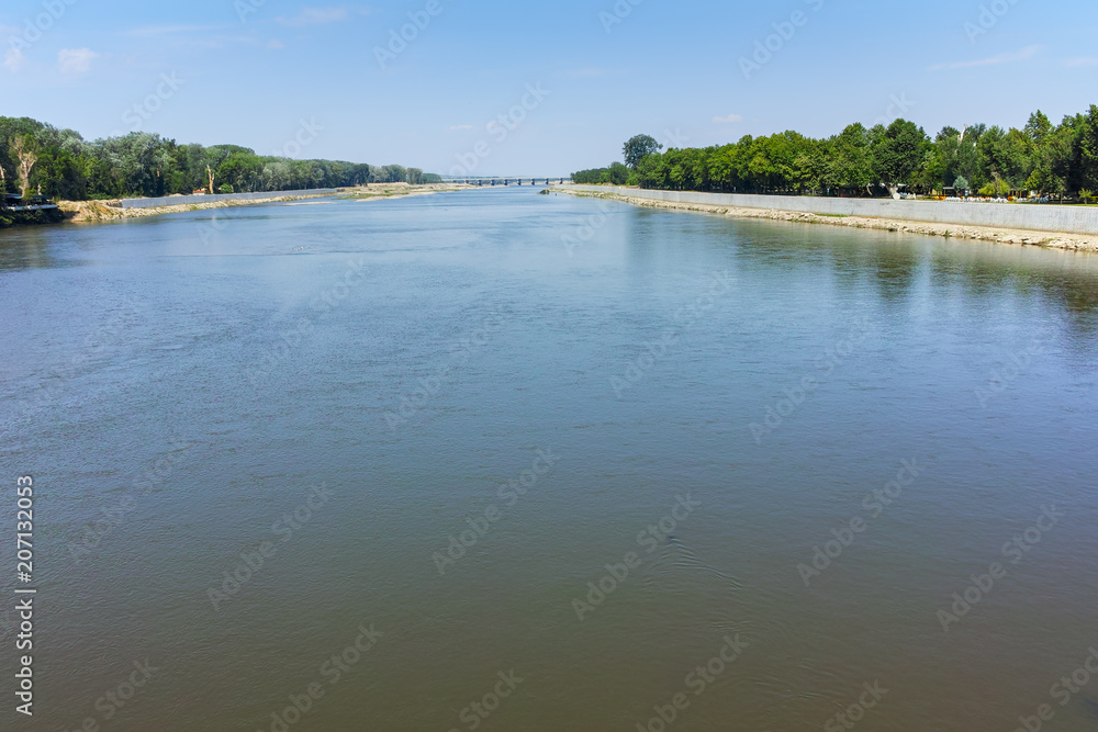 Landscape of Meric (Maritsa) River in city of Edirne,  East Thrace, Turkey