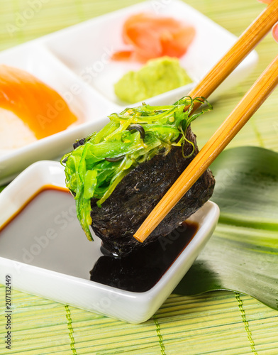 sticks keep sushi gunkan with undaria