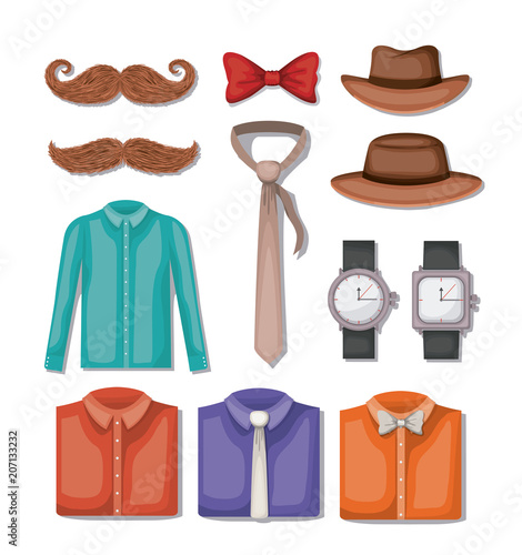 set male accessories icons vector illustration design