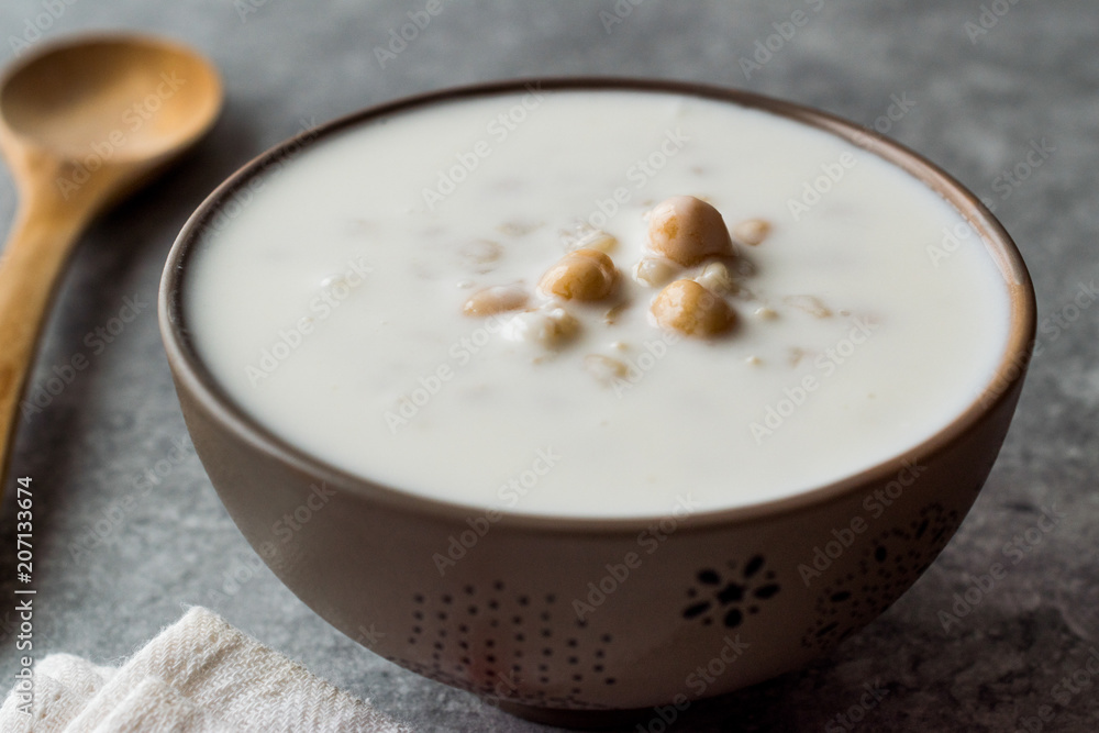 Cold Yogurt Soup with Chickpeas and Wheat Seeds / Ayran asi Corbasi / Tzatziki Cold Yogurt Soup with Chickpeas and Wheat Seeds / Ayran asi Corbasi / Tzatziki