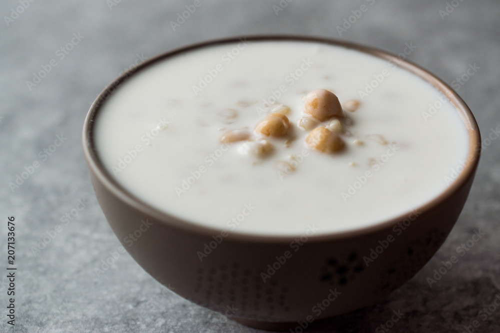 Cold Yogurt Soup with Chickpeas and Wheat Seeds / Ayran asi Corbasi / Tzatziki Cold Yogurt Soup with Chickpeas and Wheat Seeds / Ayran asi Corbasi / Tzatziki