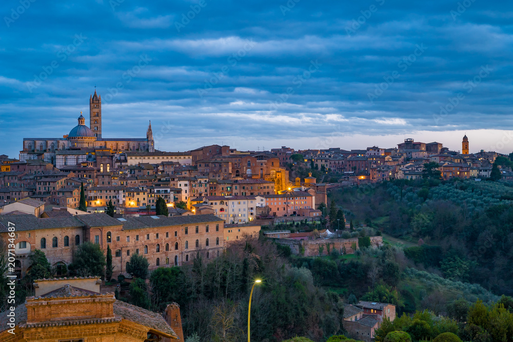 
Scenery of Siena, a beautiful medieval town in Tuscany, with view of the Dome & Bell Tower of Siena Cathedral