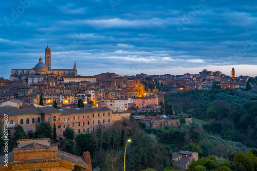  Scenery of Siena, a beautiful medieval town in Tuscany, with view of the Dome & Bell Tower of Siena Cathedral