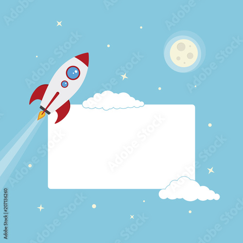 Cartoon Vector Spacing Rocket Launch