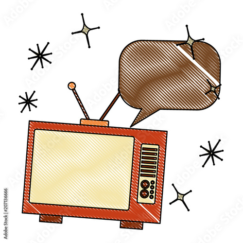 vintage television speech bubble retro old vector illustration