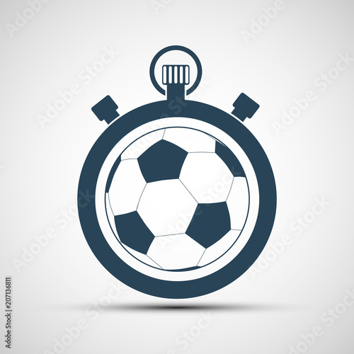 Logo sports stopwatch with a soccer ball